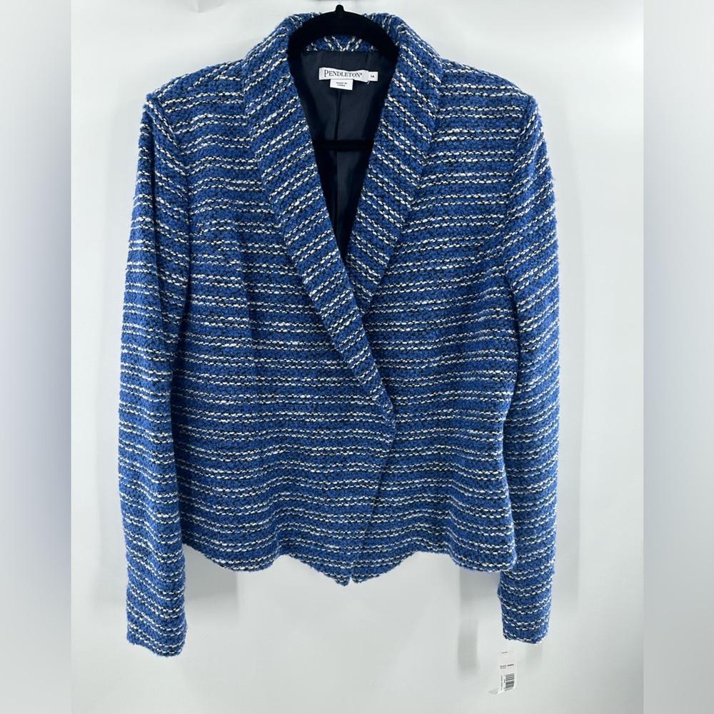 PENDLETON Blue Tweed Blazer Jacket Size 14